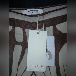 Commense Brown and Cream Sheer Floral Pants.